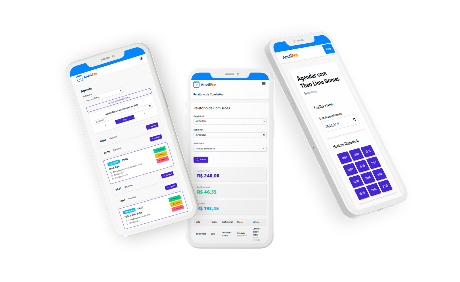 Interface do sistema AnotiPro